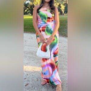 12th Tribe Bellissima Multi Maxi Dress - Multicolored, backless, chain detailing